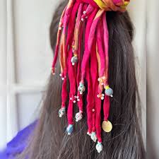 Red Hair strings with decorative beads
