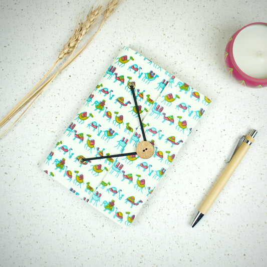 Illustration Blue Diary styled flatlay with writing accessories