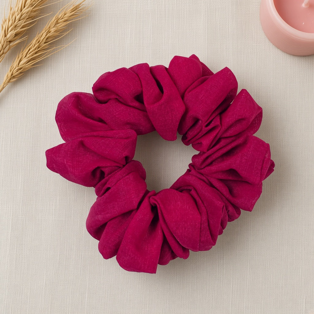 Maroon Solid scrunchie styled flatlay
