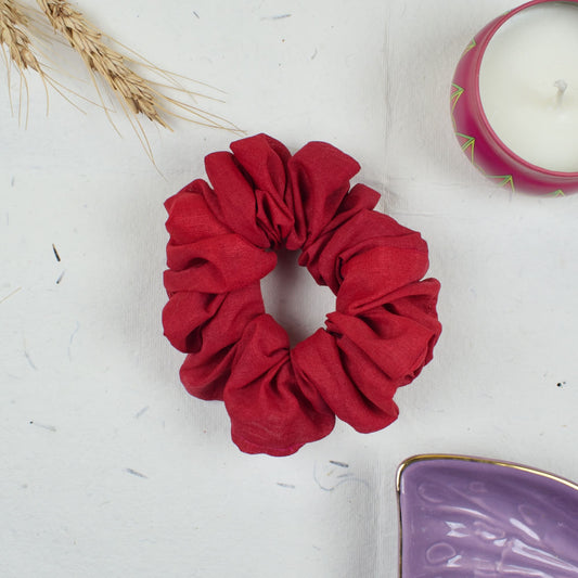 Red Solid scrunchie styled flatlay