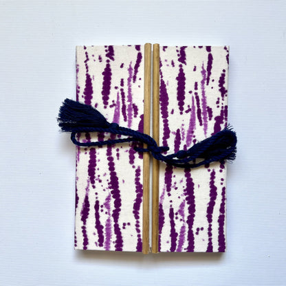 Abstract Stripe Purple Diary, 6 by 8 inch handmade fabric cover – front cover view