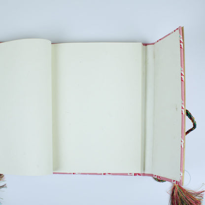 Block Floral Pink Diary opened to show handmade paper pages
