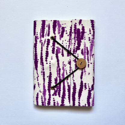 Abstract Stripe Purple Diary, 5 by 7 inch handmade fabric cover – front cover view