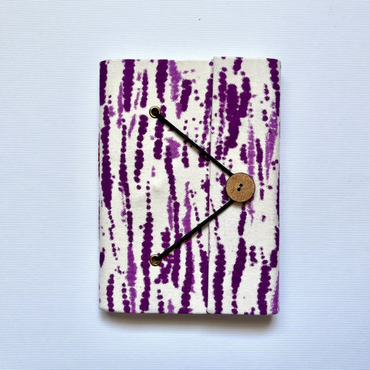 Abstract Stripe Purple Diary, 5 by 7 inch handmade fabric cover – front cover view