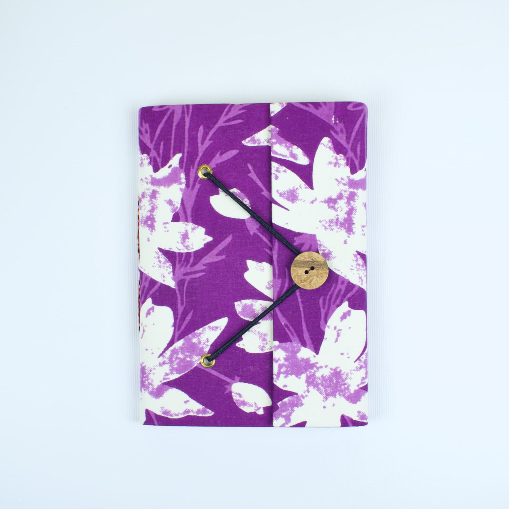 Abstract Purple Diary, 5 by 7 inch handmade fabric cover – front cover view