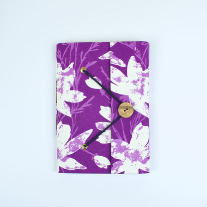Abstract Purple Diary, 5 by 7 inch handmade fabric cover – front cover view