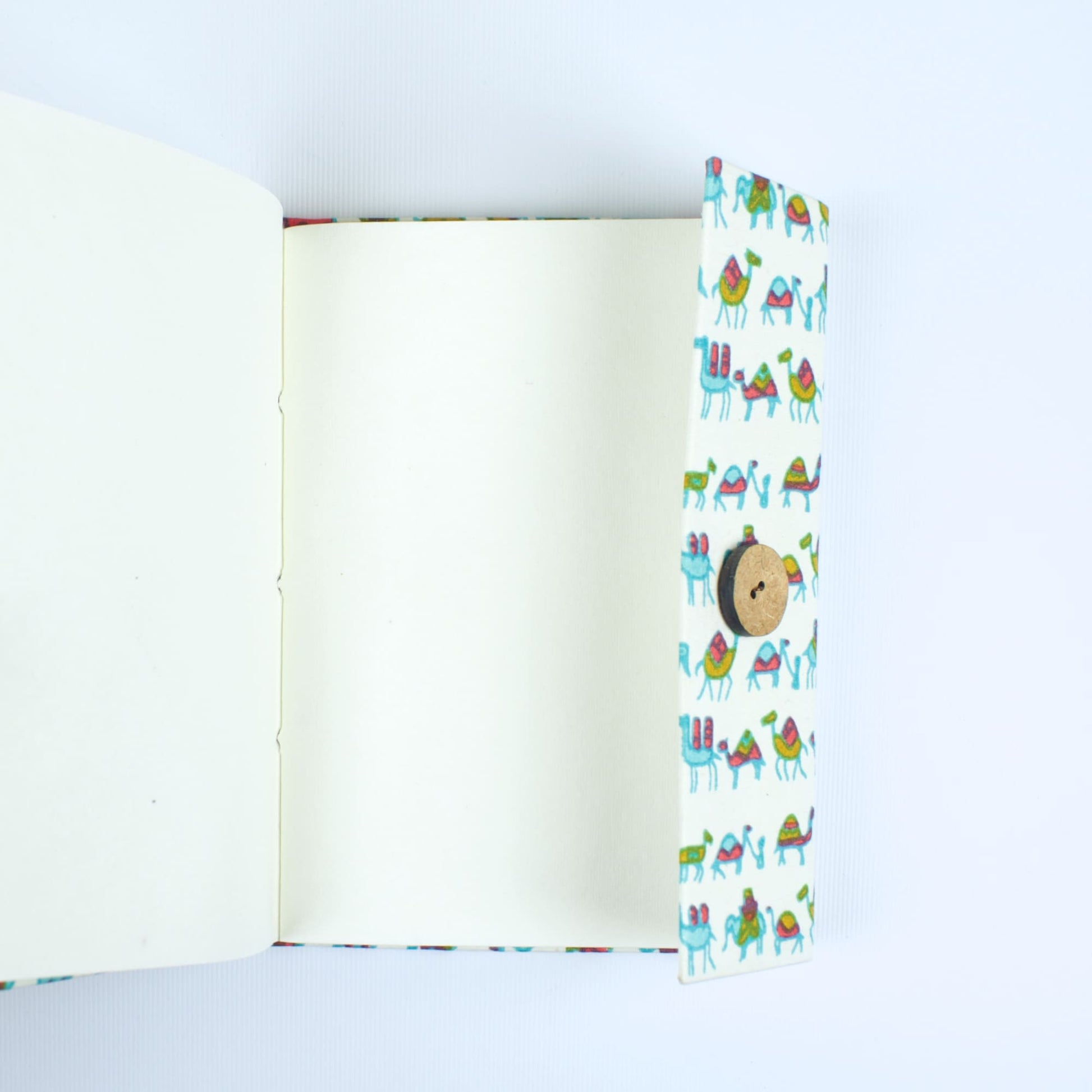 Illustration Blue Diary opened to show handmade paper pages