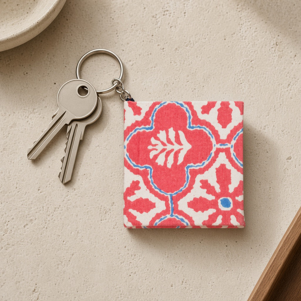 Pink Floral keychain diary with keys
