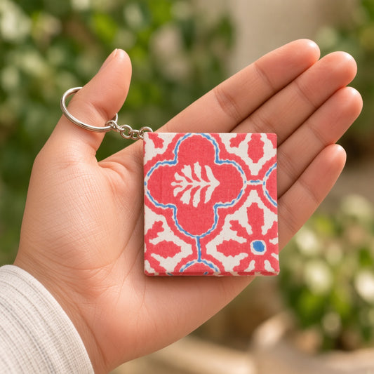 Pink Floral keychain diary in hand