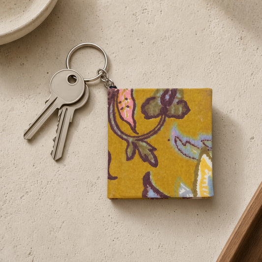 Yellow Floral keychain diary with keys
