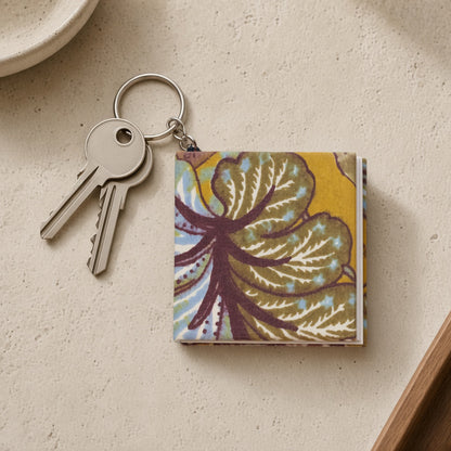 Yellow Leaf keychain diary with keys