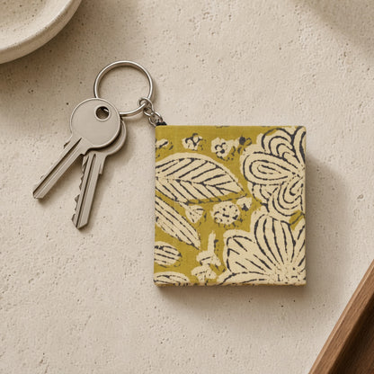 Green Floral keychain diary with keys