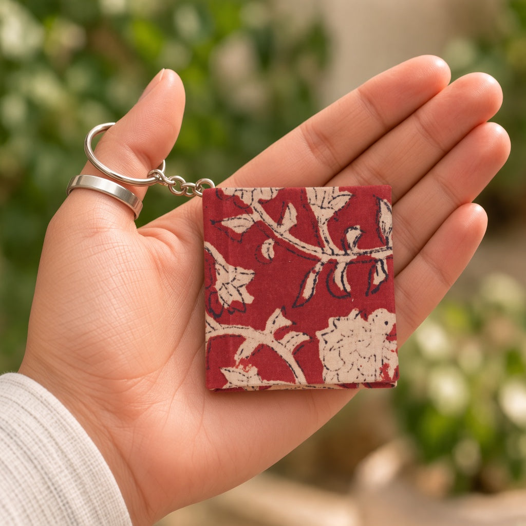 Red Vine keychain diary in hand