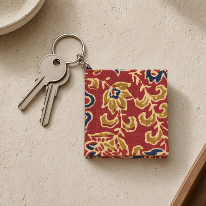 Red Floral keychain diary with keys