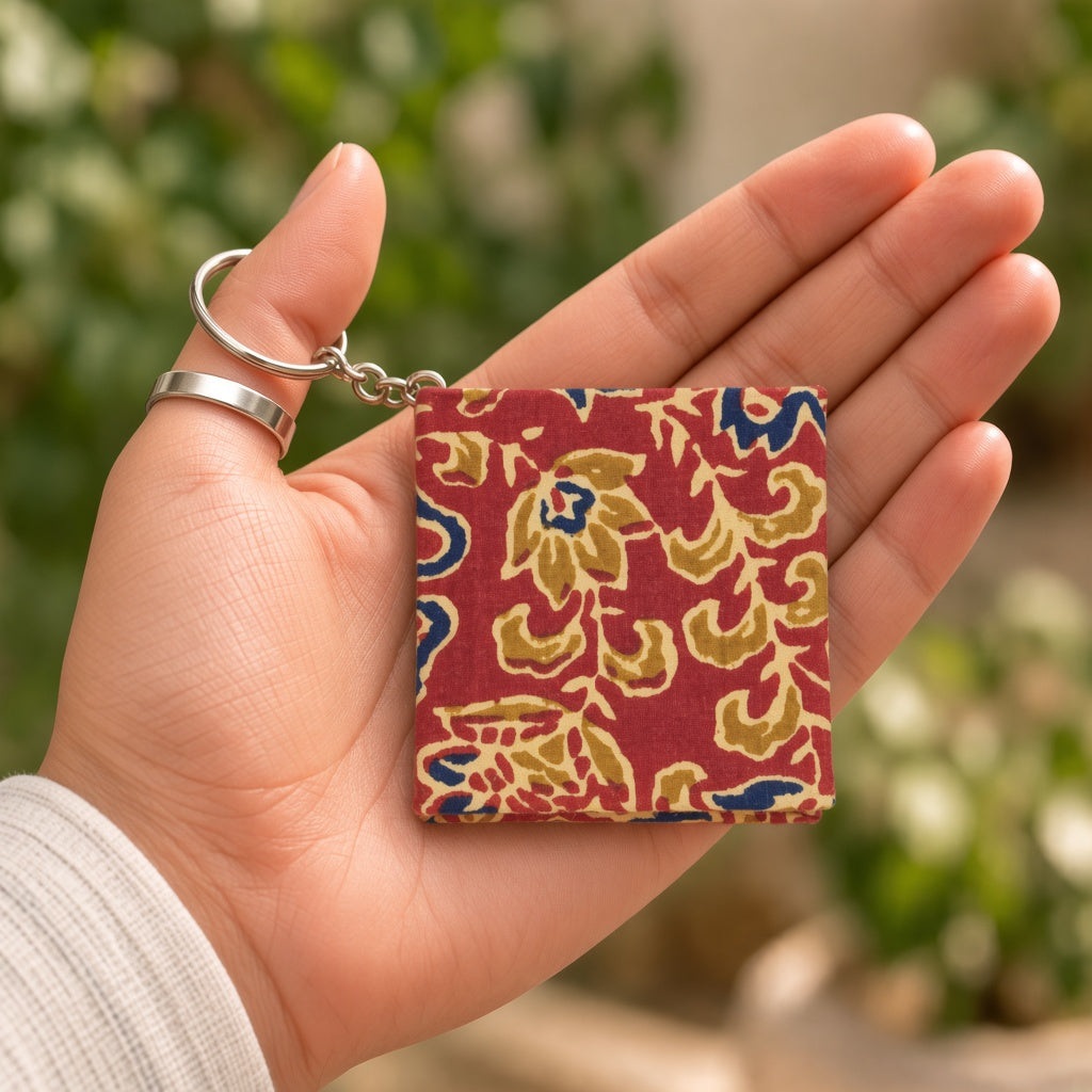 Red Floral keychain diary in hand