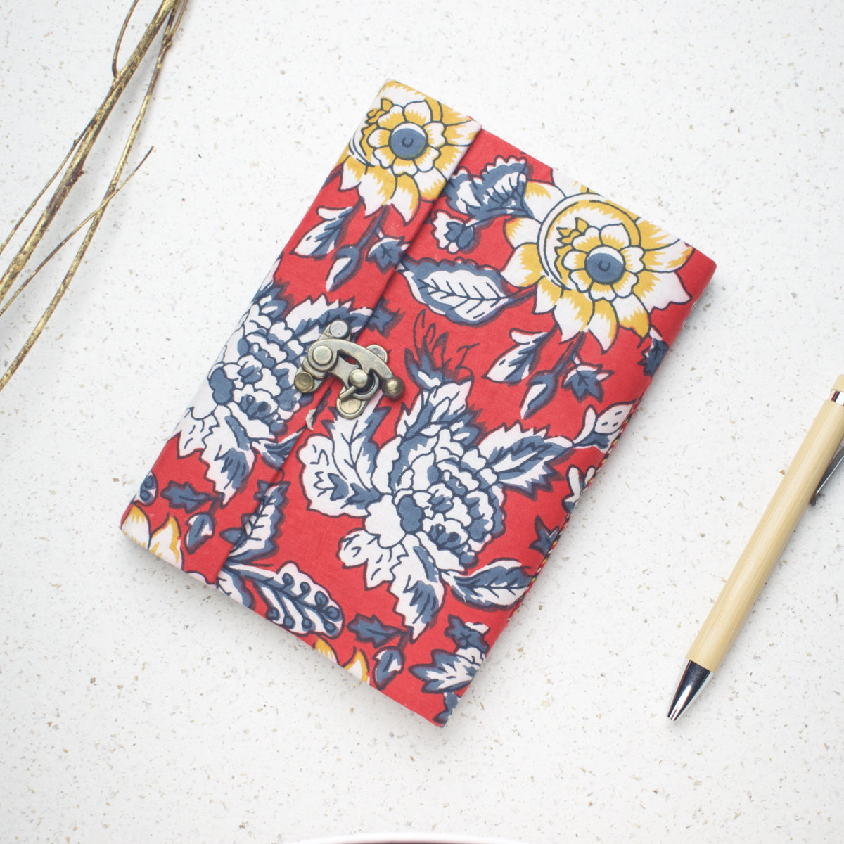 Red Floral lock diary