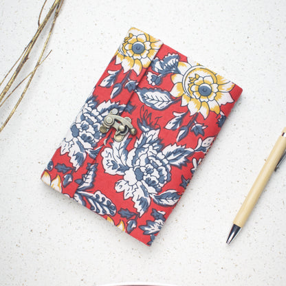 Red Floral lock diary