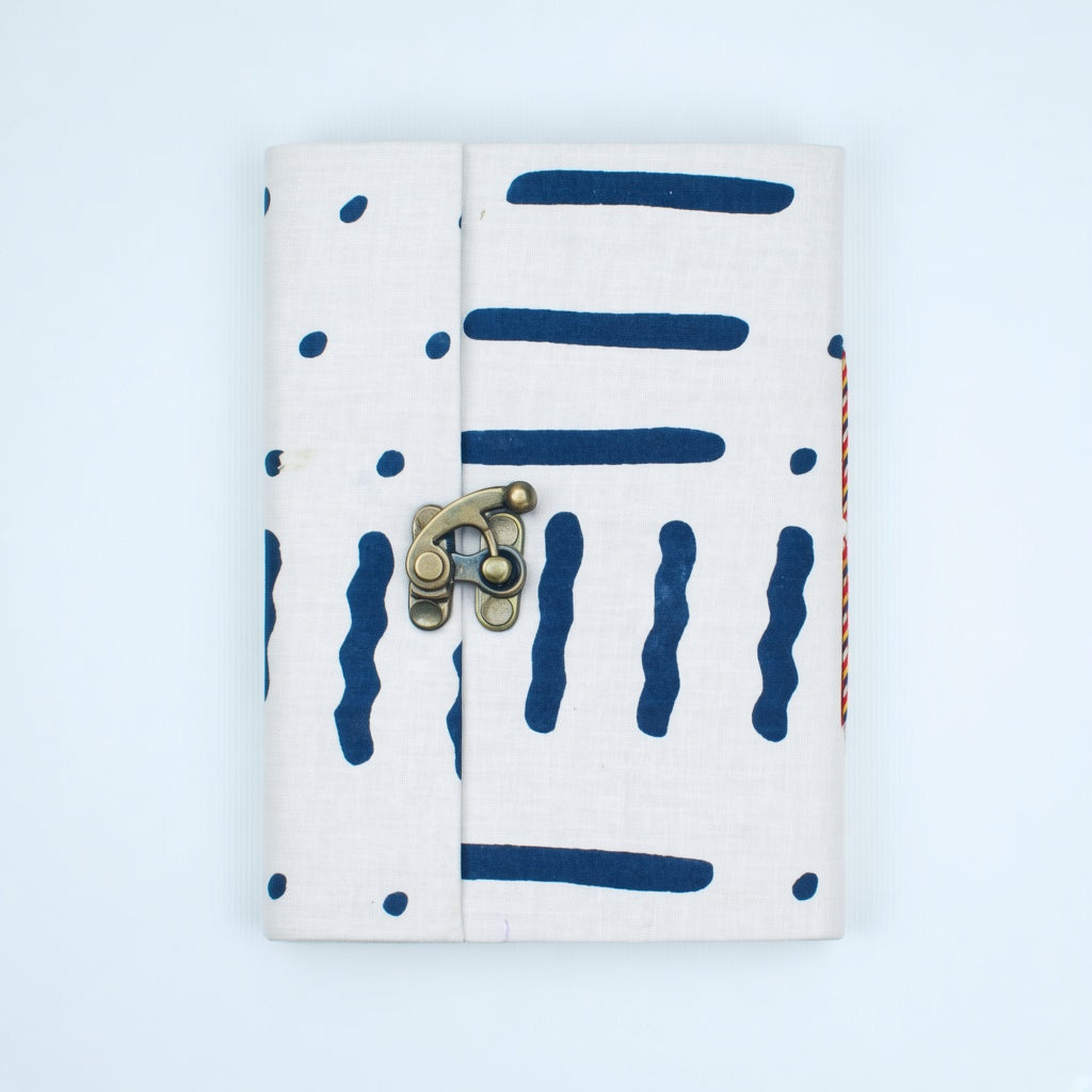 Blue Stripe lock diary on a plain background