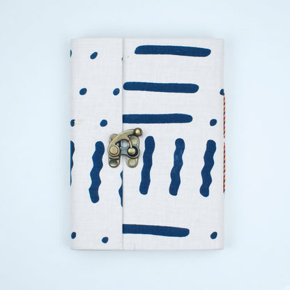 Blue Stripe lock diary on a plain background