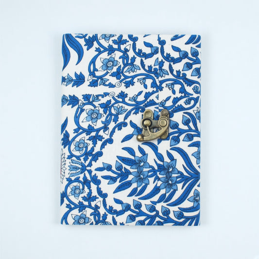 Blue Vine lock diary on a plain background