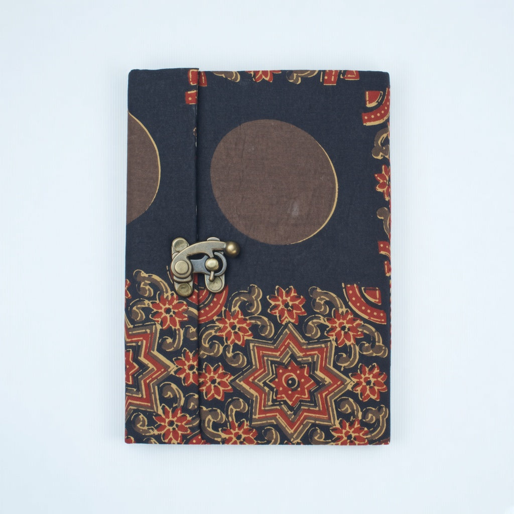 Navy Medallion lock diary on a plain background