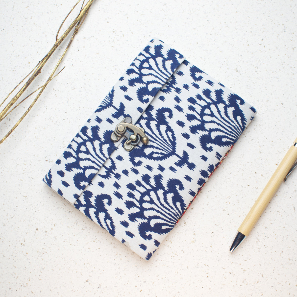 Navy Ikat lock diary