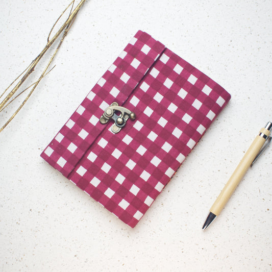 Pink Check lock diary