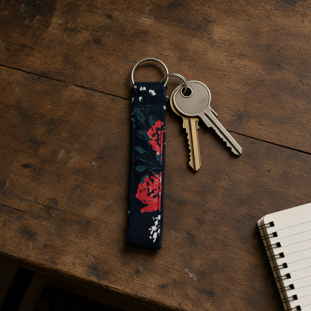 Navy Floral keyring product view