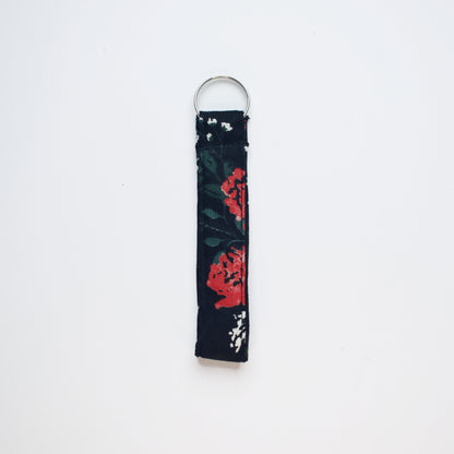 Navy Floral keyring detail view