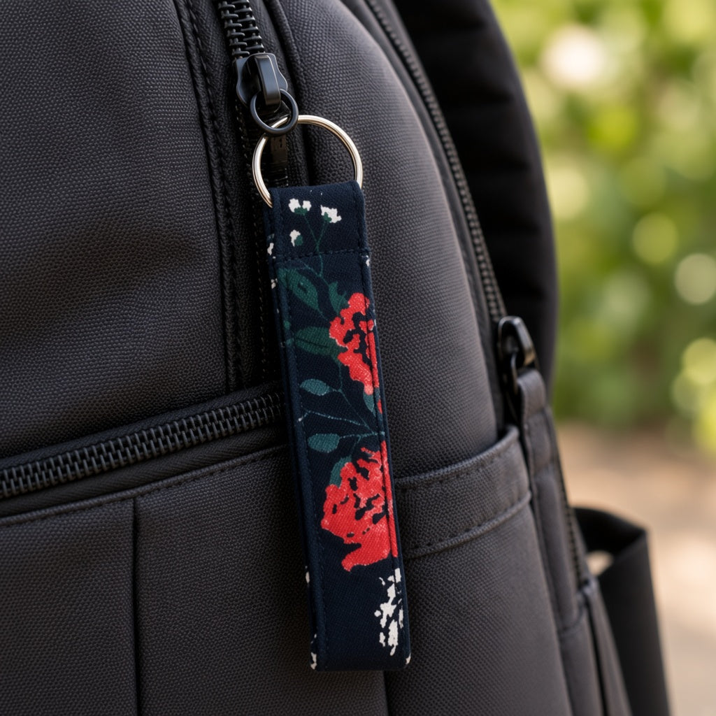 Navy Floral keyring product view