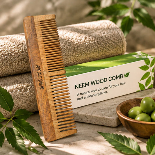 Natural neem wood comb with its box