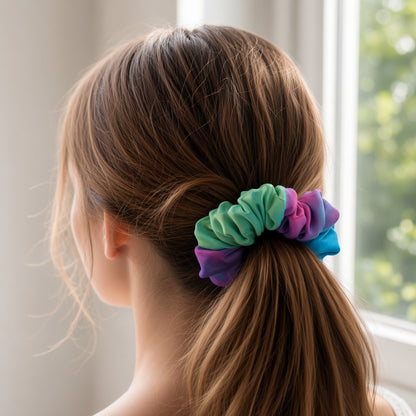 Multi Tie scrunchie worn in hair
