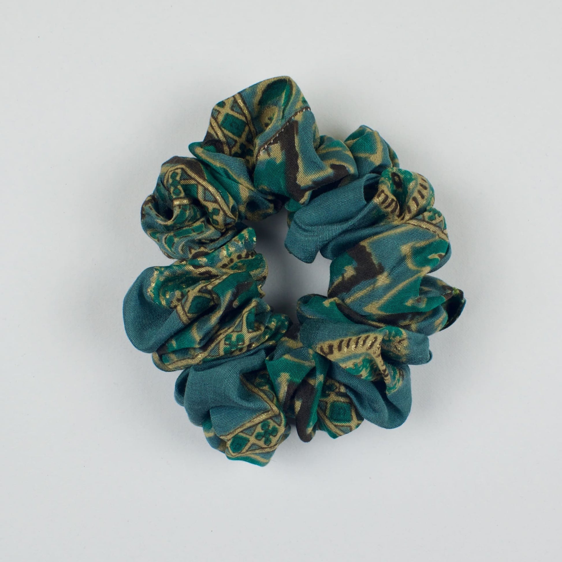 Green Ethnic Print scrunchie product view