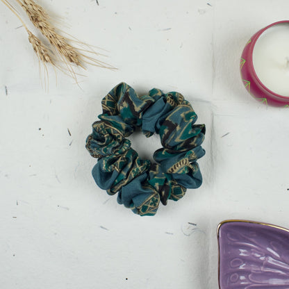 Green Ethnic Print scrunchie styled flatlay