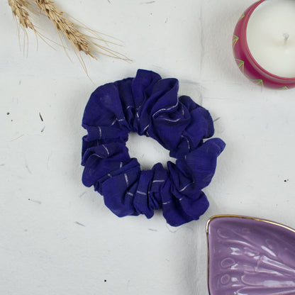 Blue Solid scrunchie styled flatlay