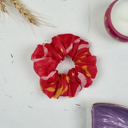 Red Ethnic Print scrunchie styled flatlay