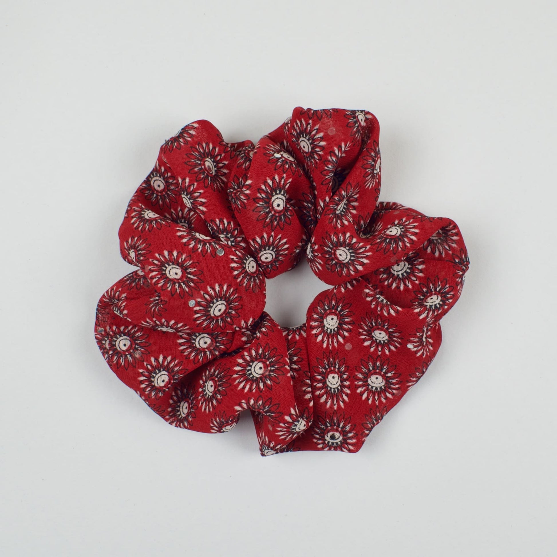 Red Floral Print scrunchie product view
